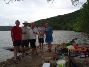 Chacachacare with Lauriann, John and Matt - time for a barbeque ashore.