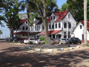 Restored Colonial riverside houses.